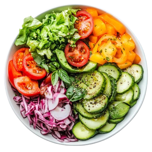 Bowl de salada com legumes frescos do Villa Deli